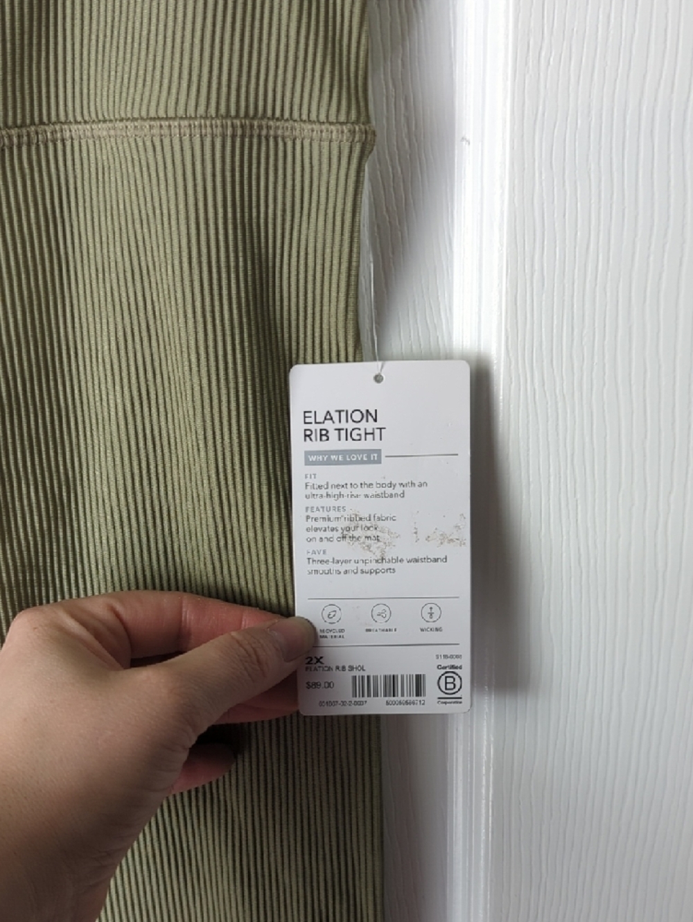 ATHLETA Eucalyptus Olive Ribbed  High-Waist Elation Leggings 2X - Picture 4 of 7